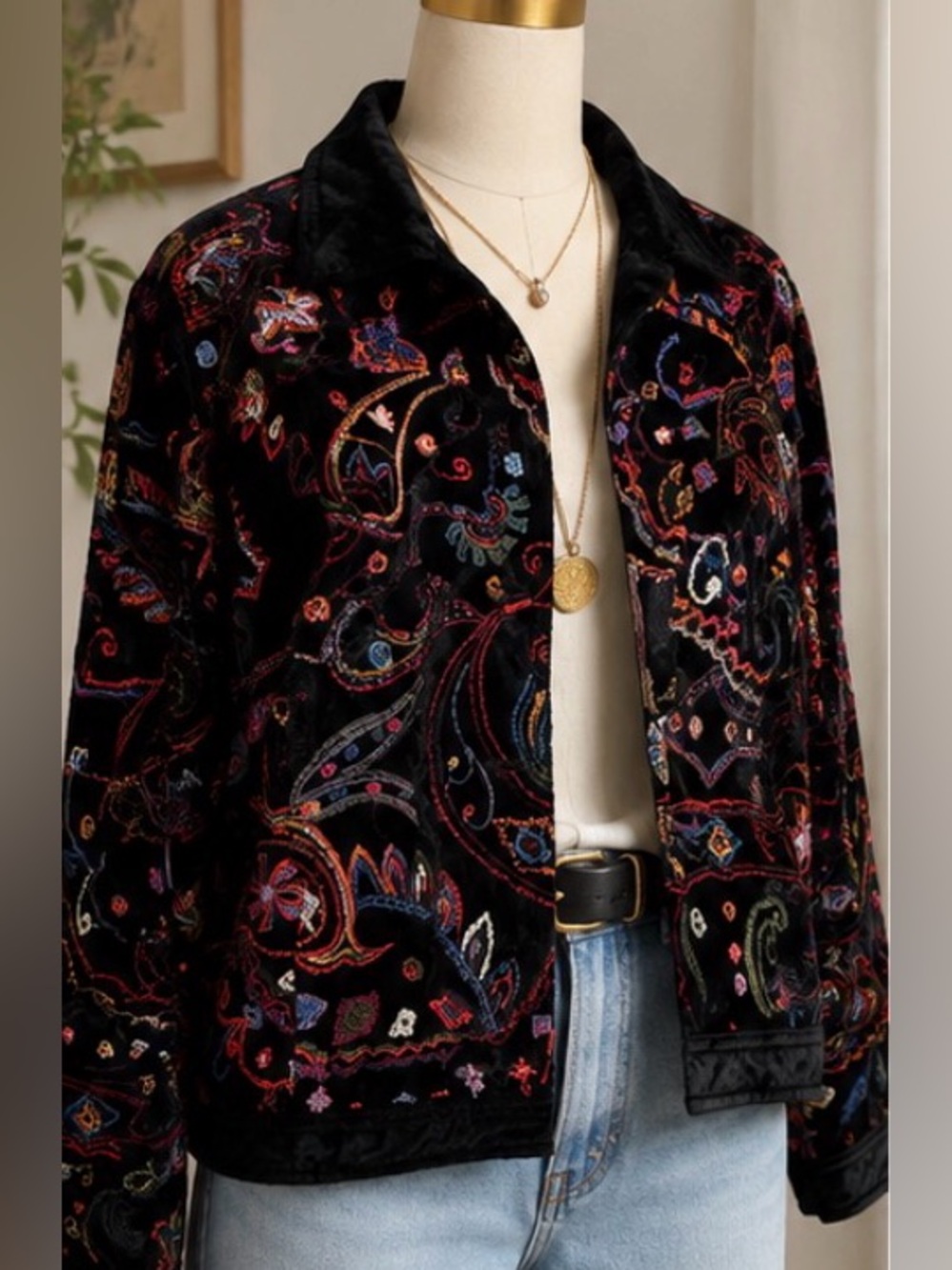 Embroidered Velvet Jacket